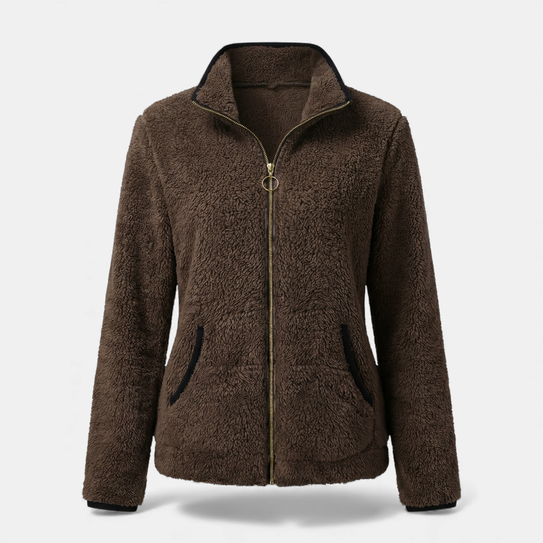 Women’s fleece jacket – zip-up front, high collar, regular fit