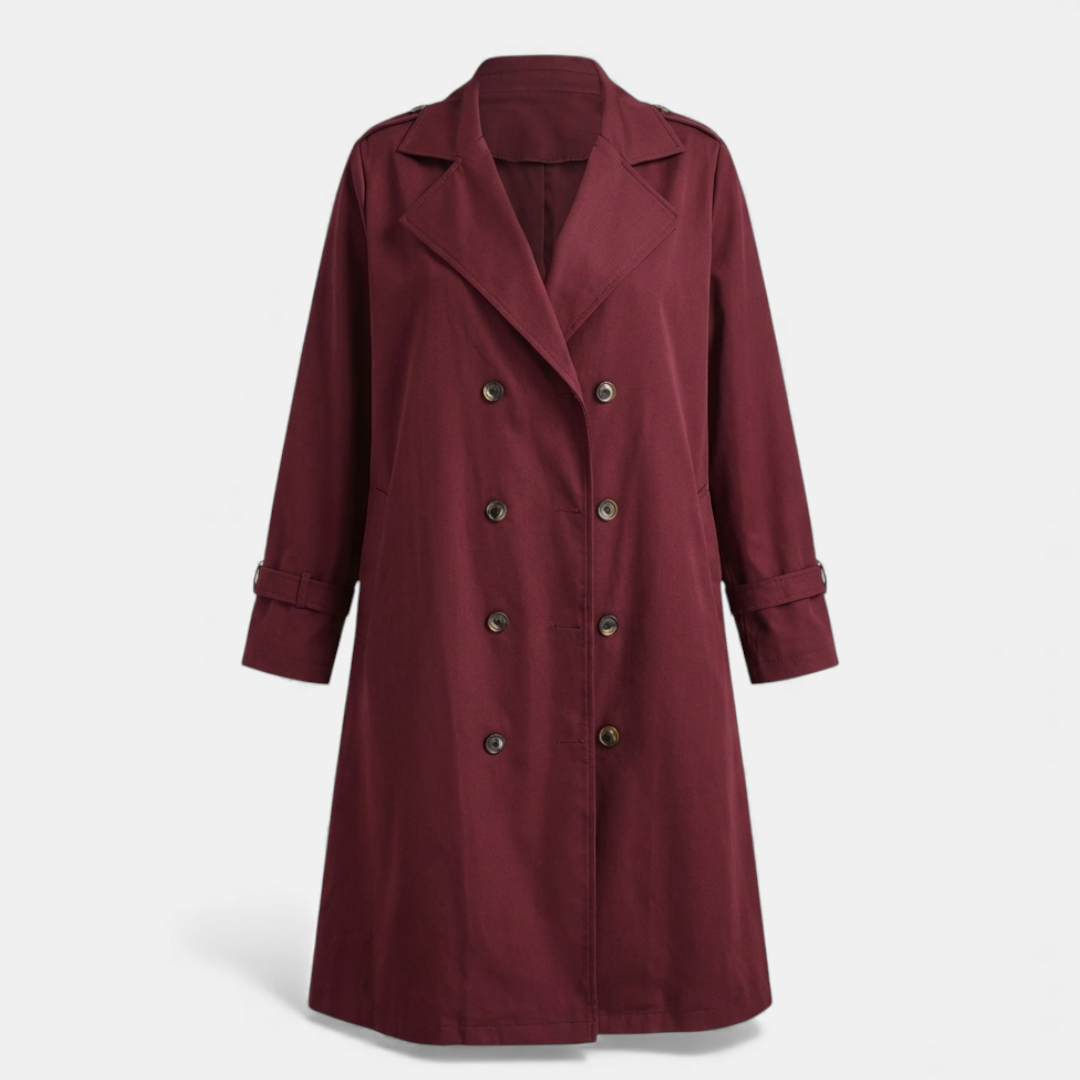 Women’s longline double-breasted coat – tailored fit, classic lapels