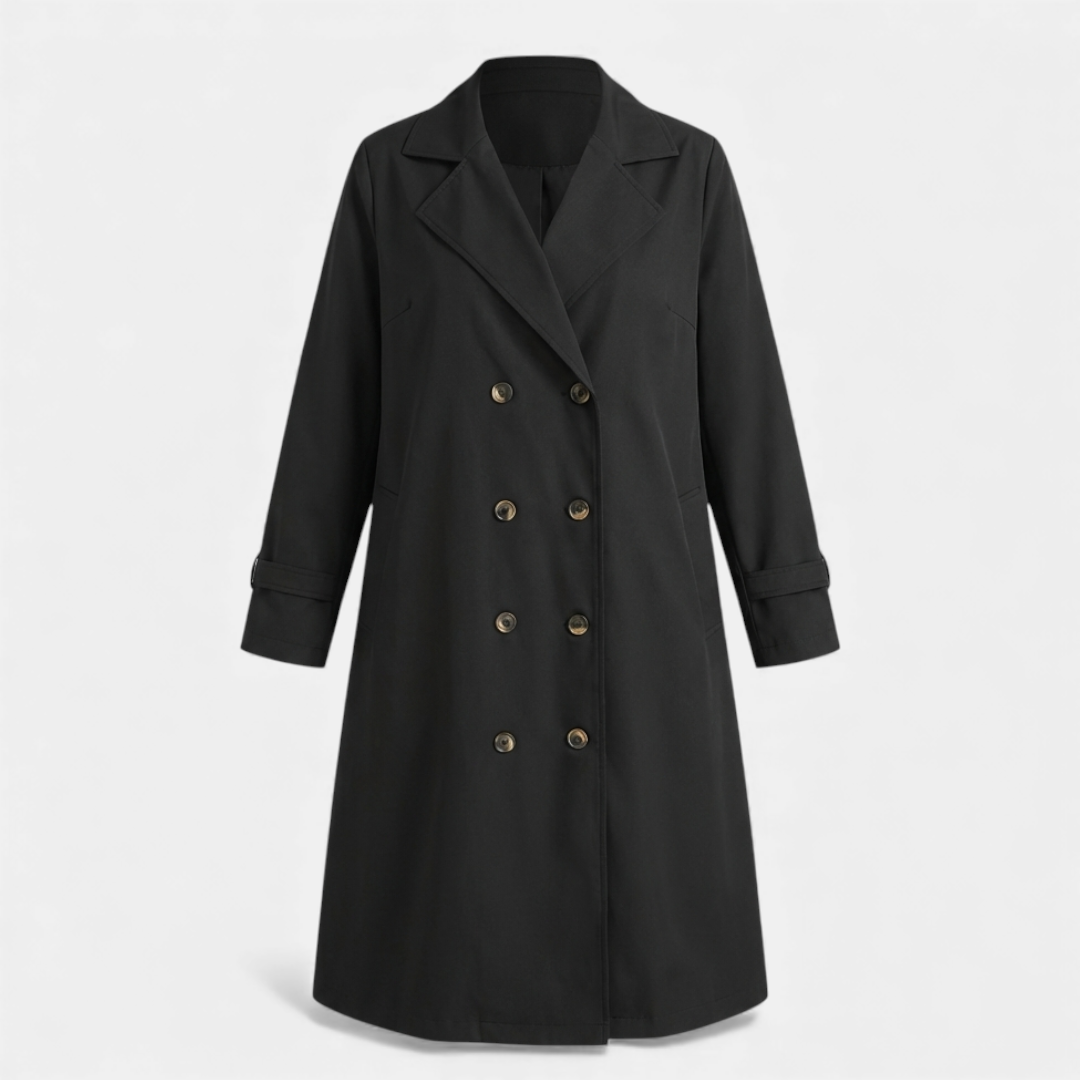 Women’s longline double-breasted coat – tailored fit, classic lapels