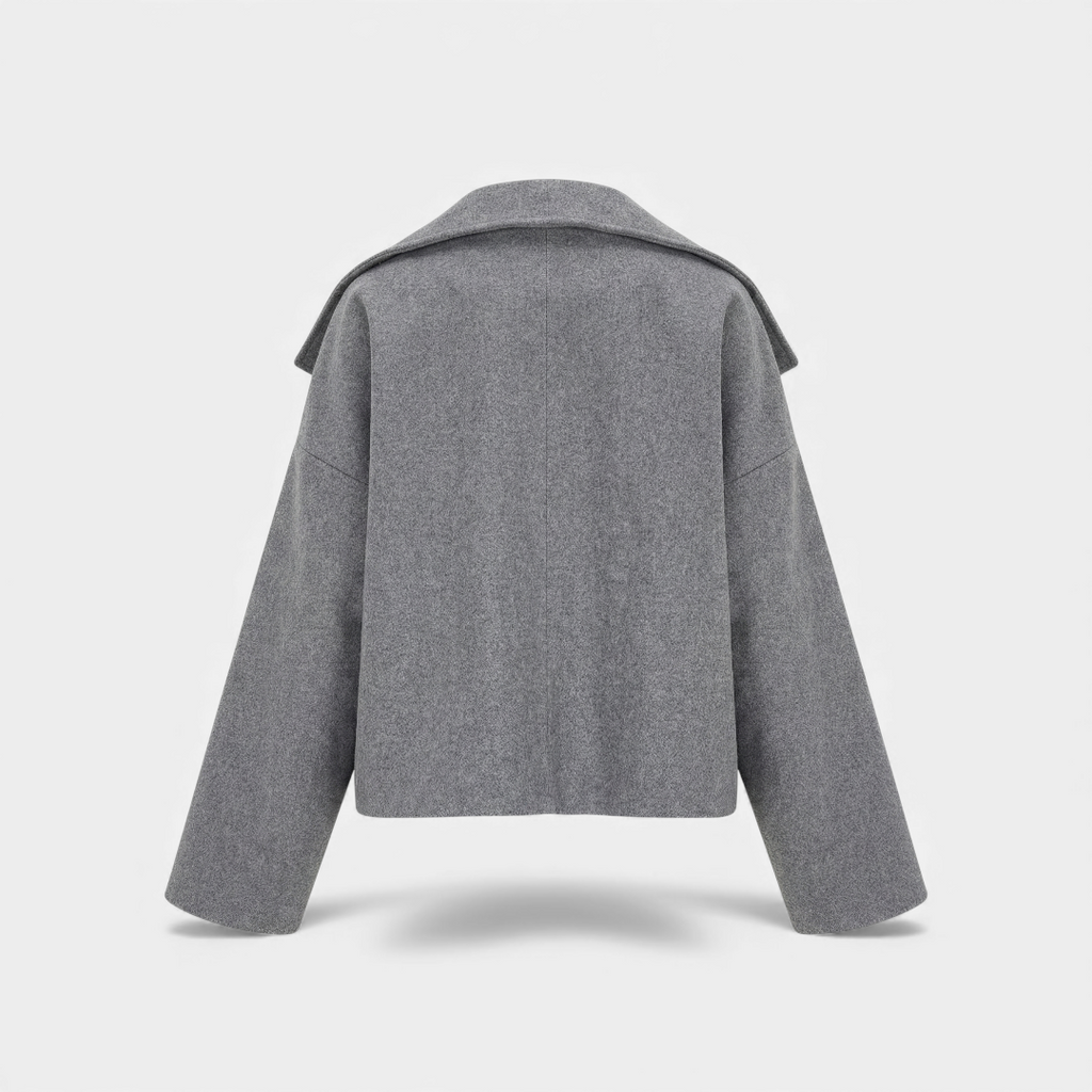 Women’s pea coat – double breasted front, wide collar, cropped length