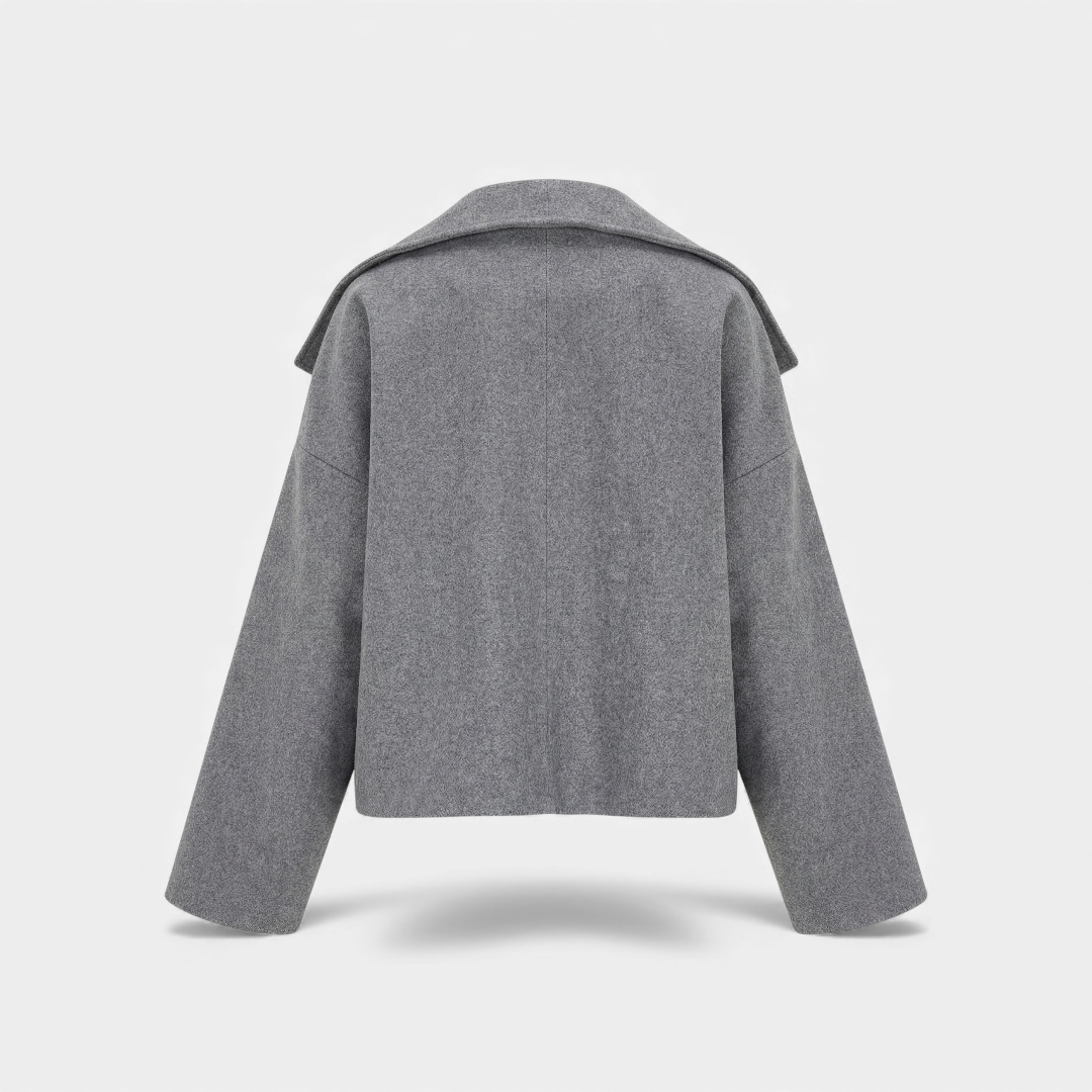 Women’s pea coat – double breasted front, wide collar, cropped length