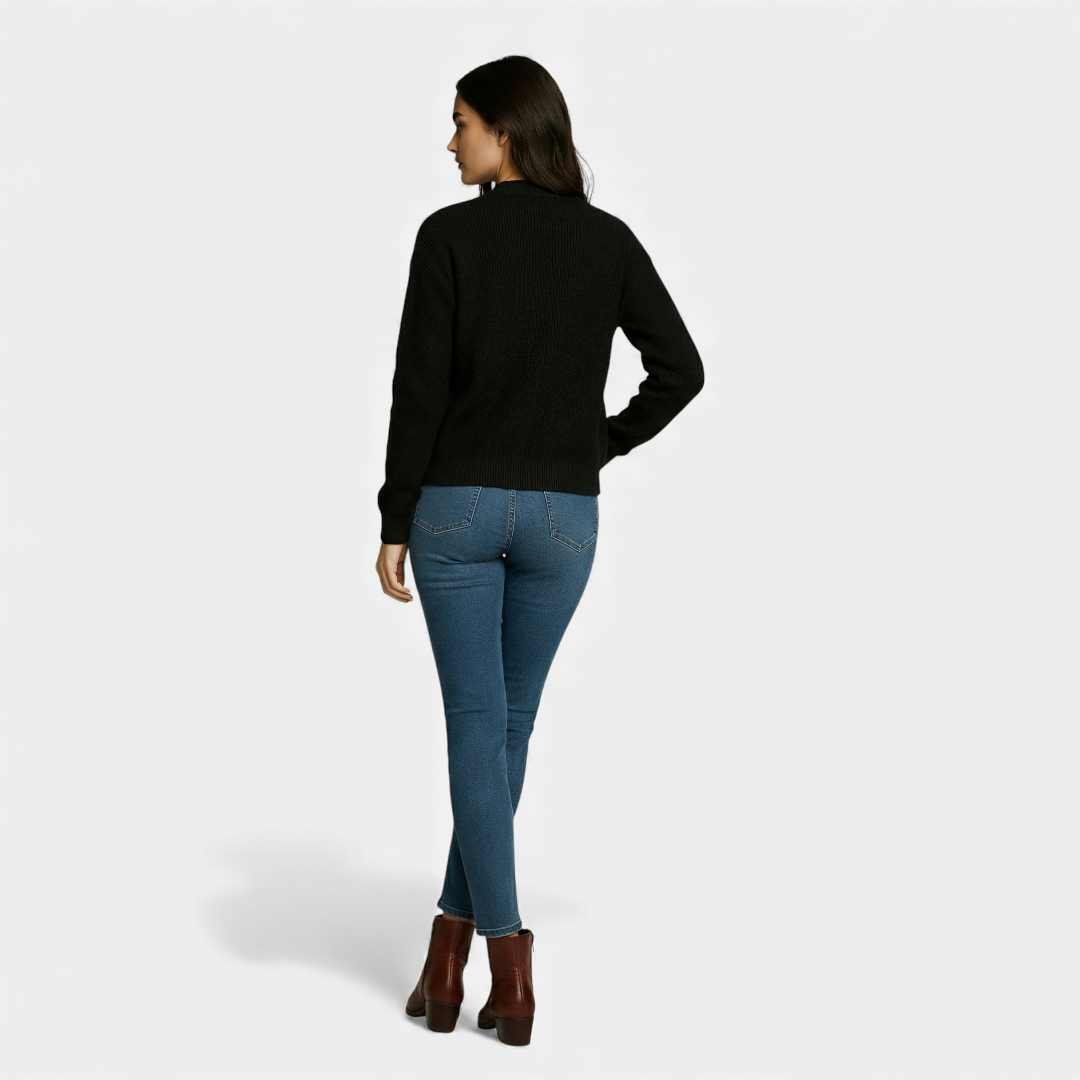 Zip Up Knit Sweater for Women-Sweaters-Loucelia-Grey-XS-Loucelia