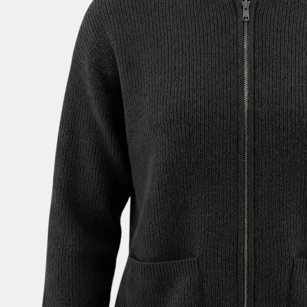 Zip Up Knit Sweater for Women-Sweaters-Loucelia-Grey-XS-Loucelia