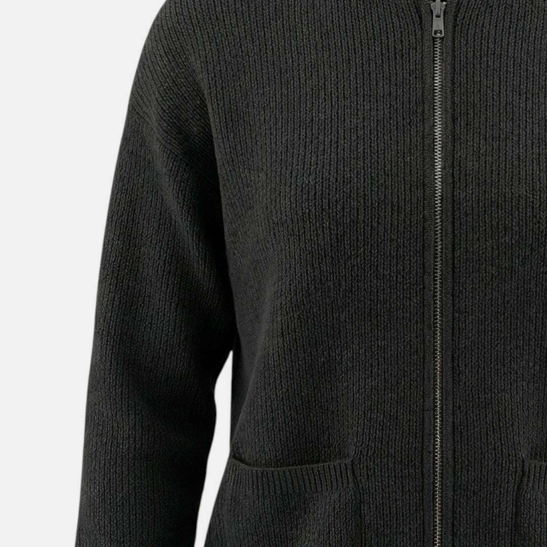 Zip Up Knit Sweater for Women-Sweaters-Loucelia-Grey-XS-Loucelia