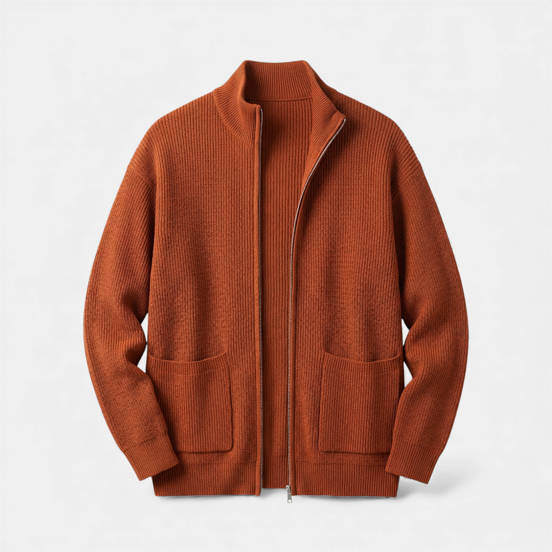 Zip Up Knit Sweater for Women-Sweaters-Loucelia-Grey-XS-Loucelia